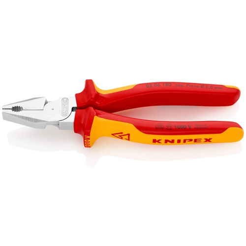 Knipex 7 1/4&quot; High Leverage Combination Pliers-1000V Insulated - 02 06 180