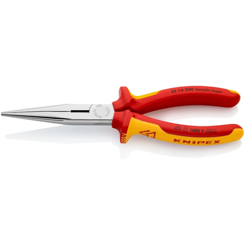 Knipex 8" Long Nose Pliers with Cutter-1000V Insulated - 26 16 200