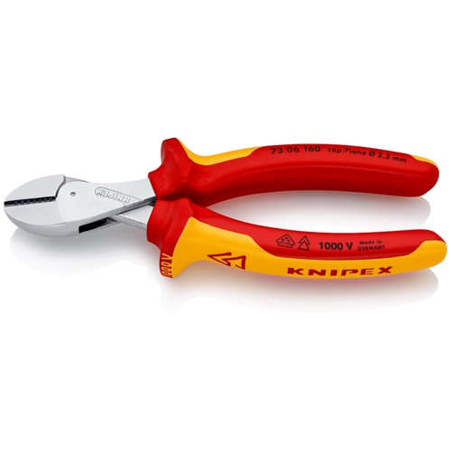 Knipex 6 1/4" X-Cut® Compact Diagonal Cutters-1000V Insulated - 73 06 160