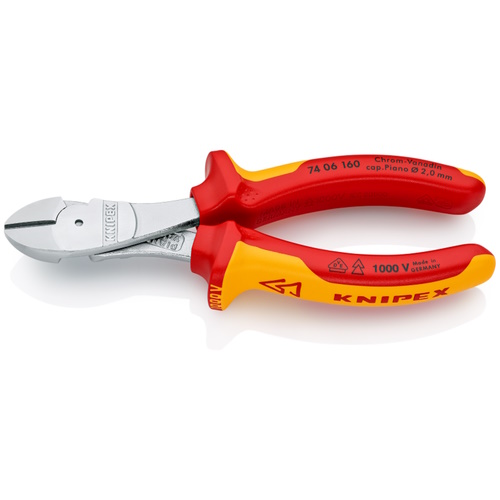 Knipex 6 1/4&quot; High Leverage Diagonal Cutters-1000V Insulated - 74 06 160 ET16324