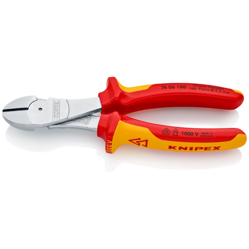 Knipex 7 1/4&quot; High Leverage Diagonal Cutters-1000V Insulated - 74 06 180