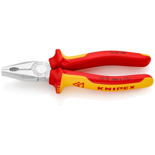 Knipex 7 1/4&quot; Combination Pliers-1000V Insulated - 03 06 180