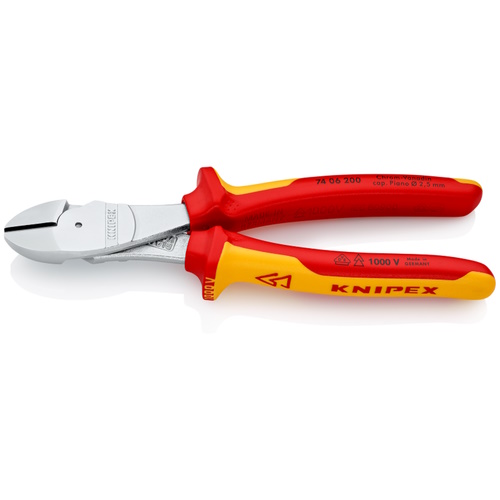 Knipex 8" High Leverage Diagonal Cutters-1000V Insulated - 74 06 200