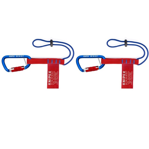 Knipex 13&quot; Tool Tethering Adaptor Straps with Captive Eye Carabiner - 00 50 06 T BKA