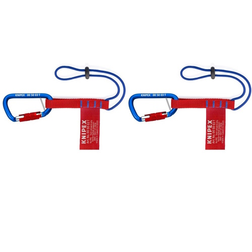 Knipex 13" Tool Tethering Adaptor Straps with Captive Eye Carabiner - 00 50 06 T BKA