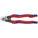 Knipex 7 1/2" Wire Rope Shears-Tethered Attachment - 95 62 190 T BKA ET16354