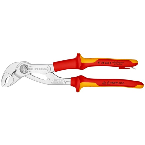Knipex 10&quot; Cobra&#174; High-Tech Water Pump Pliers-1000V Insulated-Tethered Attachment - 87 26 250 T