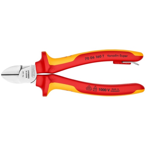 Knipex 6 1/4&quot; Diagonal Cutters-1000V Insulated-Tethered Attachment - 70 06 160 T