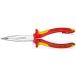 Knipex 8" Long Nose 40° Angled Pliers with Cutter-1000V Insulated-Tethered Attachment - 26 26 200 T ET16364