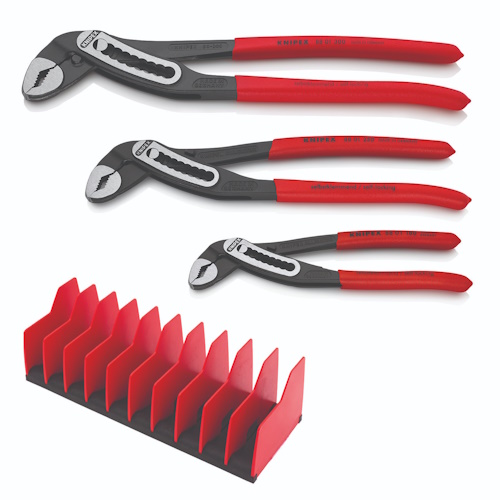 Knipex 3 pc Alligator Pliers Set with 10 pc Tool Holder - 9K 00 80 139 US