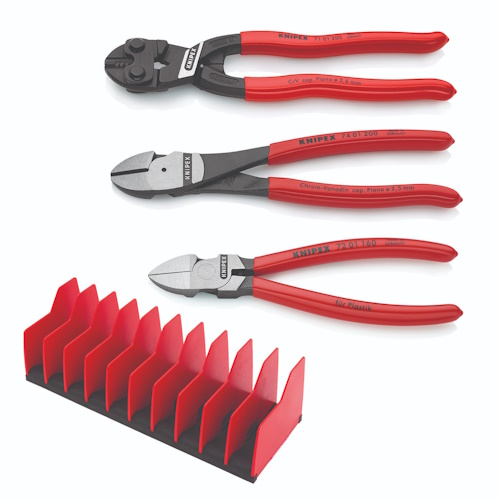 Knipex 3 pc Cutting Pliers Set with 10 pc Tool Holder - 9K 00 80 137 US