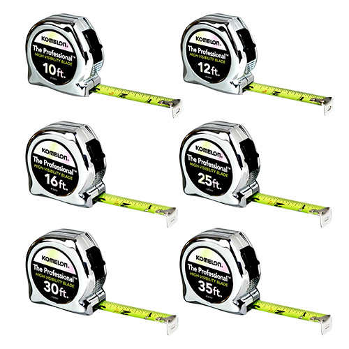 Komelon The Professional Chrome Measuring Tape - (6 Sizes Available)