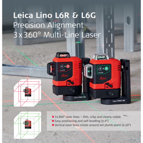 Nivel láser autonivelante de 4 líneas y 1 punto Lino L4P1 de Leica