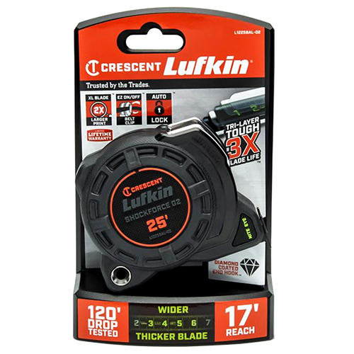 Lufkin 1-1/4&quot; x 25&#39; Shockforce Nite Eye G2 Auto-Lock Tape Measure - L1225BAL-02