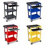 Luxor Adjustable-Height Steel AV Cart - Pullout Keyboard Tray (4 Colors Available) ES4543