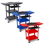 Luxor Adjustable-Height Steel AV Cart with Pullout Keyboard Tray, Drop Leaf (3 Colors Available) ES4545