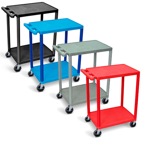 Luxor Utility Cart - 2 Shelves Structural Foam Plastic - HE32 (4 Colors Available)