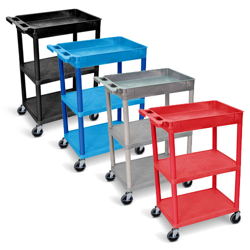 Luxor Tub Top and Flat Middle/Bottom Shelf Cart - STC122 (4 Colors Available)