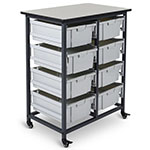 Luxor Mobile Bin Storage Unit - Double Row - 8 Large Bins - MBS-DR-8L ES7438