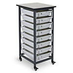 Luxor Mobile Bin Storage Unit - Single Row - 8 Small Bins -MBS-SR-8S ES7442