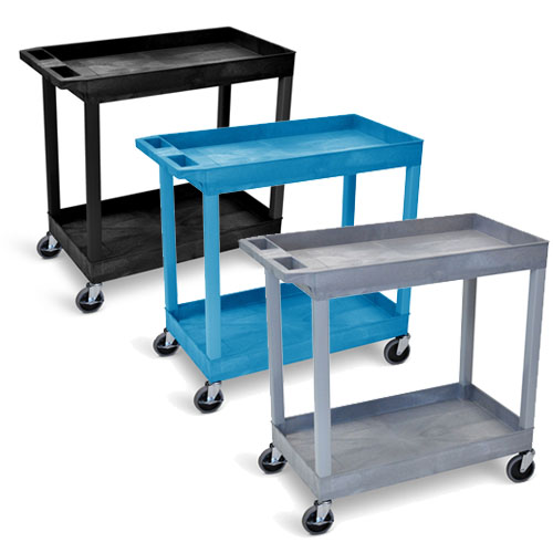 Luxor EC-Series - 32 x 18 Tub Cart - 2 Shelves (3 Colors Available)