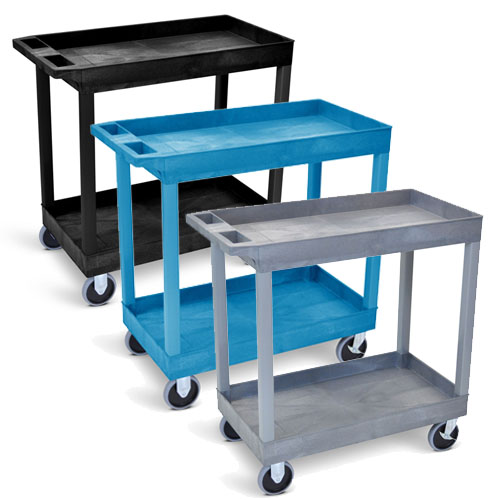 Luxor 32" x 18" Tub Cart - Two Shelves with 5" Casters - EC11HD (3 Colors Available)