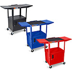 Luxor Adjustable-Height Steel AV Cart - Cabinet, Drop Leaf - AVJ42CDL (3 Colors Available) ET10445