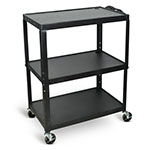 Luxor Extra-Large Adjustable-Height Electric Steel AV Cart - Three Shelves - Black - AVJ42XL ET10451