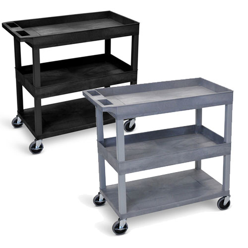  Luxor 32" x 18" Cart - Two Tub/One Flat Shelves (2 Colors Available)