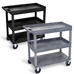 Luxor 32" x 18" Cart - Two Tub-One Flat Shelves with 5" Casters - EC112HD ET10467