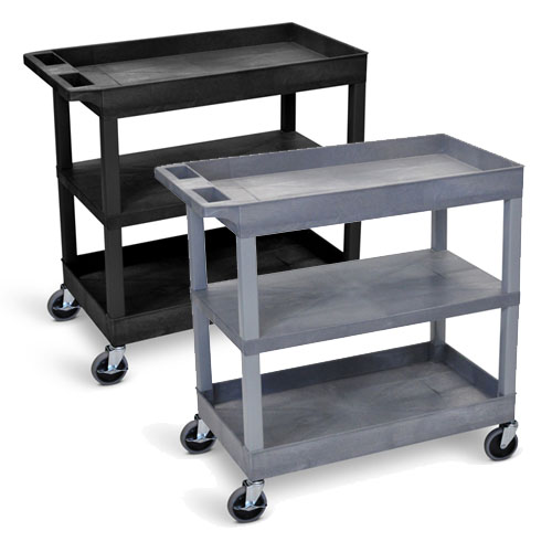  Luxor 32" x 18" Cart - Two Tub/One Flat Shelves - EC121 (2 Colors Available)