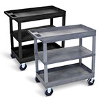 Luxor 32" x 18" Cart - Two Tub/One Flat Shelves with 5" Casters - EC121HD (2 Colors Available) ET10473
