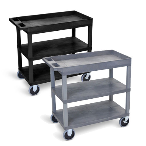  Luxor 32" x 18" Cart - Two Flat/One Tub Shelves with 5" Casters - EC122HD (2 Colors Available)