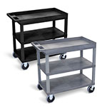 Luxor 32" x 18" Cart - Two Flat/One Tub Shelves with 5" Casters - EC122HD (2 Colors Available) ET10475