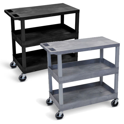  Luxor 32&quot; x 18&quot; Cart - Two Tub/One Flat Shelves - EC211 (2 Colors Available)