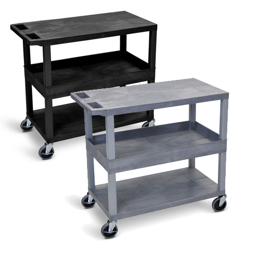  Luxor 32&quot; x 18&quot; Cart - Two Flat/One Tub Shelves - EC212 (2 Colors Available)