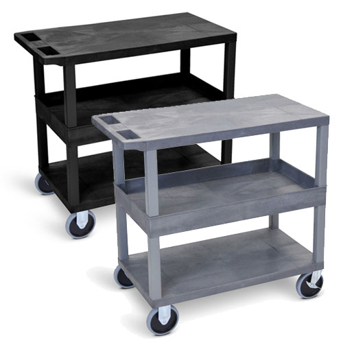  Luxor 32&quot; x 18&quot; Cart - Two Flat/One Tub Shelves with 5&quot; Casters - EC212HD (2 Colors Available)