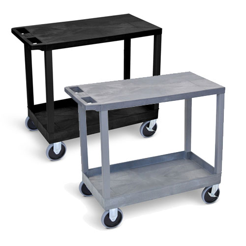  Luxor 32" x 18" Cart - One Tub/One Flat Shelves with 5" Casters - EC21HD (2 Colors Available)