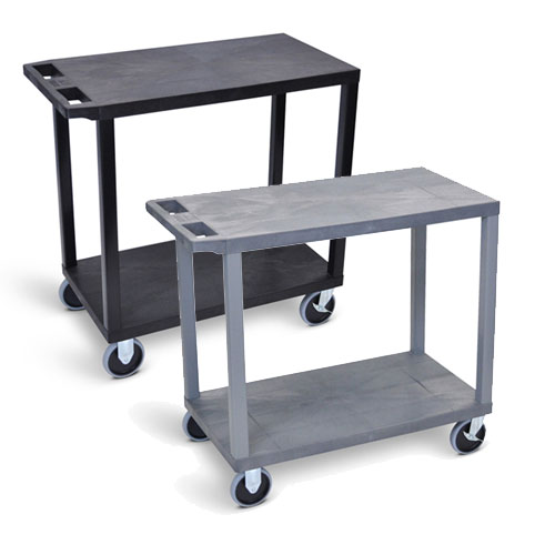  Luxor 32" x 18" Cart - Two Flat Shelves with 5" Casters - EC22HD (2 Colors Available)