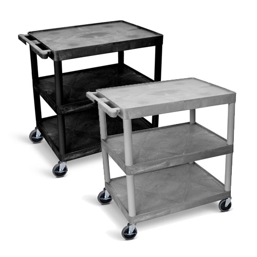  Luxor Utility Cart - 3 Shelves Structural Foam Plastic - HE40 (2 Colors Available)