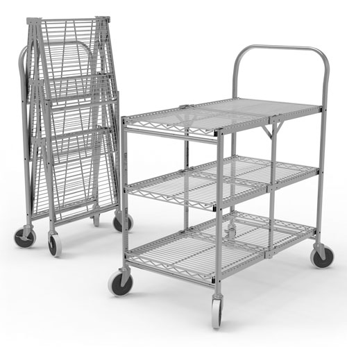  Luxor Three-Shelf Collapsible Wire Utility Cart - WSCC-3