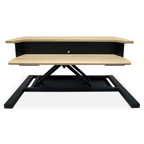 Luxor Pro 32" Standing Desk Converter - White Oak Top, Charcoal Frame - CVTR PRO-WO