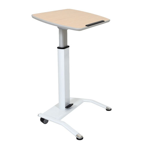  Luxor Pneumatic Adjustable-Height Lectern/Mobile Standing Desk - Light Wood - LX-PNADJ-LW