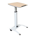 Luxor Pneumatic Adjustable-Height Lectern/Mobile Standing Desk - Light Wood - LX-PNADJ-LW ET10703