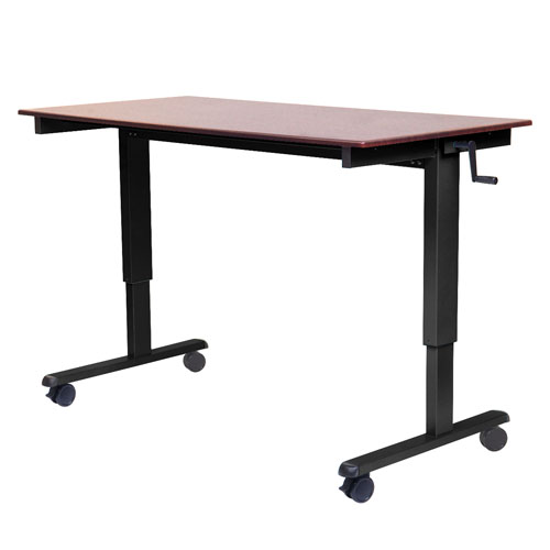  Luxor 48&quot; Crank Adjustable Stand Up Desk - Dark Walnut Top, Black Base - STANDCF48-BK/DW
