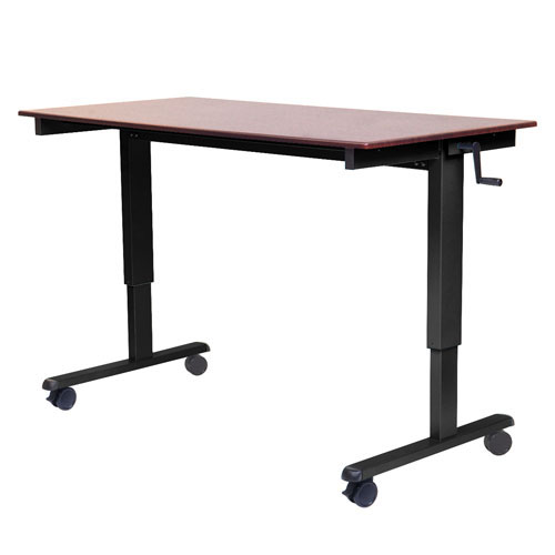 Luxor 60" High Speed Crank Adjustable Stand Up Desk - Dark Walnut Top, Black Base - STANDCF60-BK/DW