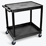 Luxor TC Series 32"W x 24"D Utility Tub Cart - 2 Shelves - Black - TC21-B ET10708