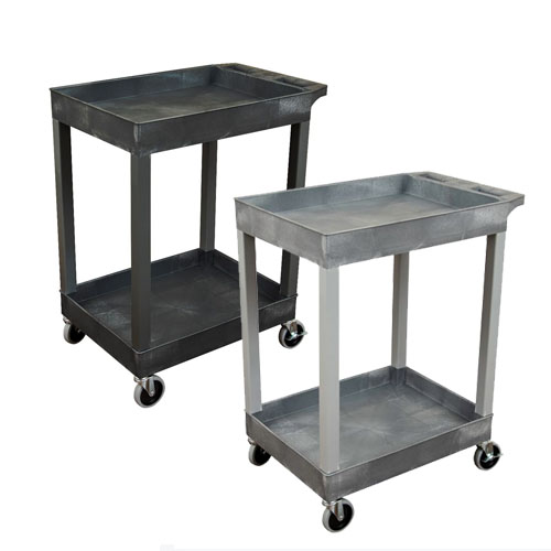  Luxor 24” x 18” Plastic Utility Tub Cart - Two Shelf (2 Colors Available)