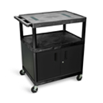 Luxor 40"H AV Cart - Three Shelves with Cabinet - Black - LE40C-B ET10863