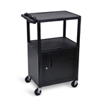 Luxor 42"H AV Cart - Three Shelves with Cabinet - Black - LE42C-B ET10864